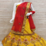 Yellow And Red Color Embroidery Lehenga Choli