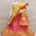 Golden Yellow & Pink Zari Woven combination Silk Lehenga