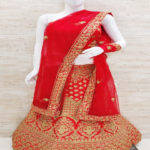 Red Embroidered Bridal Style Lehenga