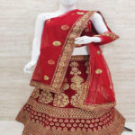 Silk Wedding Lehenga in Red with Zari work