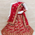 Red Embroidered Bridal velvet Lehenga Choli