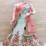 Embroidered Silk Pastel Blue Lehenga