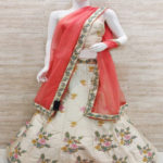 Off White Embroidery with Peach Dupatta