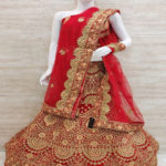 Vibrant Red Embroidered Silk Lehenga